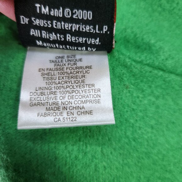 The Grinch Beanie Hat Green Knit Fleece Lined Braids Unisex One Size Dr Seuss - Picture 11 of 12